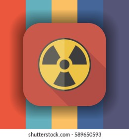 radiation flat icon with long shadow, vector illustration