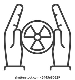 Radiation in Hands vector Radioactive concept icon or symbol in outline style