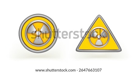 Radiation Hazard 3d icon. Symbol of radioactive threat alert in circle and triangular Frame 3d icon