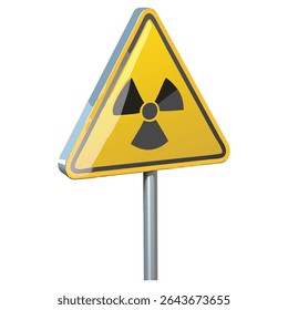 Radiation hazard alert sign yellow triangle warning radioactive material safety precaution area danger zone