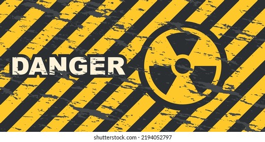 Radiation hazard concept banner with grunge texture vector illustration.