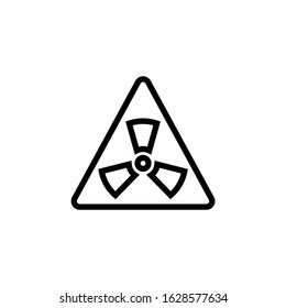 Radiation hazard icon in linear, outline style isolated on white background