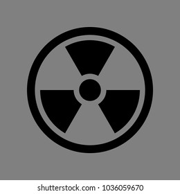 Radiation hazard icon. Vector. Black icon on medium gray background. Isolated.