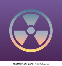 Radiation hazard icon. Vector. Evening gradient icon at violet background.