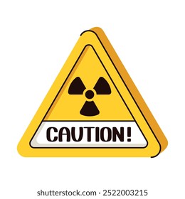 Radiation hazard icon. Radiation warning symbol isolated on white background. Shape of triangle