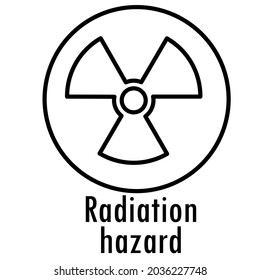 Radiation hazard icon,related warning:thin vector icon, black and white kit