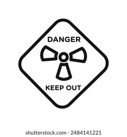 Radiation Hazard Keep Out icon black and white vector sign