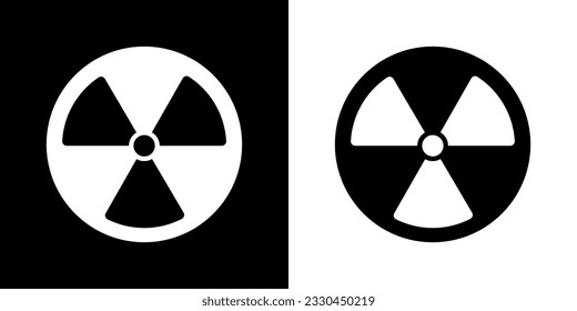 Icono de radiación, peligro, vector nuclear. Signo radiactivo. Alarma, ilustración vector de peligro.