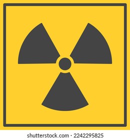 Radiation hazard sign. Symbol of radioactive threat alert.Vector illustration on yellow background