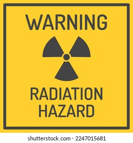 Radiation hazard sign. Symbol of radioactive threat alert.Vector illustration on yellow background
