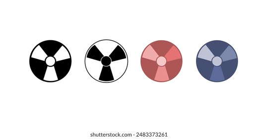 Radiation Hazard Sign. Symbol of radioactive threat alert. Black hazard emblem isolated in yellow circle on white background. Danger label. Warning icon. Stock Vector Illustration with three colour