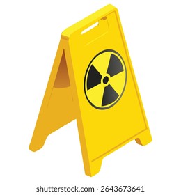 Radiation hazard sign yellow caution stand for radioactive material area safety warning symbol isolated