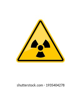 Radiation hazard sign in yellow triangle isolated icon. Vector radioactivity warning symbol, caution of nuclear pollution. Mark radiation area or zone near reactor, radioactive chemical power emblem