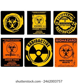 radiation hazard signs and label vector