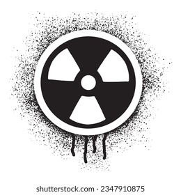 Radiation hazard symbol graffiti with black spray paint