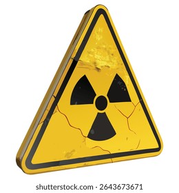 Radiation hazard symbol yellow triangle warning sign radioactive material safety caution danger alert isolated