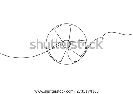 Radiation hazard warning circle sign icon continuous one line drawing on white background minimalist nuclear radioactive danger symbol outline vector illustration
