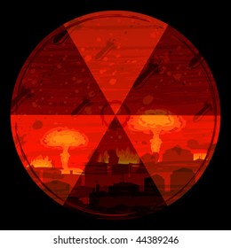 Radiation Hazard Warning Sign Against Nuclear Stock Vector (Royalty ...