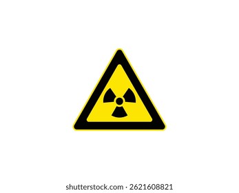 Radiation hazard warning sign on yellow triangular board with high-contrast black symbol for safety, danger alert, industrial caution and hazardous material signage