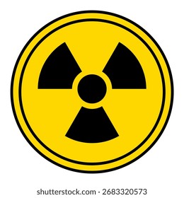 radiation hazard warning sign on a yellow circle board