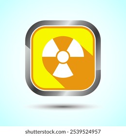 Radiation icon design illustration, Biological hazard icon, Yellow Shadow Button Design
