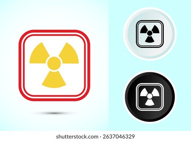Radiation icon design illustration, Biological hazard sign symbol in color, black and white