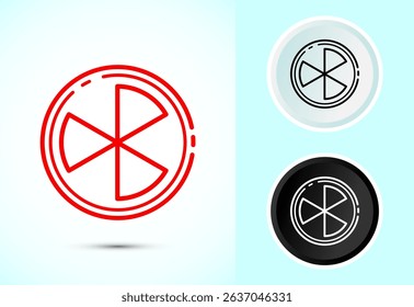 Radiation icon design illustration, Biological hazard sign symbol in color, black and white