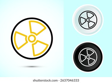 Radiation icon design illustration, Biological hazard sign symbol in color, black and white