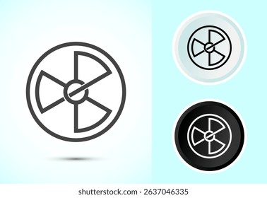 Radiation icon design illustration, Biological hazard sign symbol in color, black and white