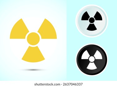 Radiation icon design illustration, Biological hazard sign symbol in color, black and white