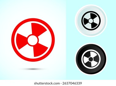 Radiation icon design illustration, Biological hazard sign symbol in color, black and white