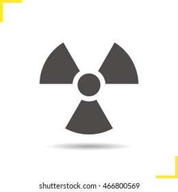 Radiation icon. Drop shadow radioactive danger silhouette symbol. Nuclear energy. Vector isolated illustration