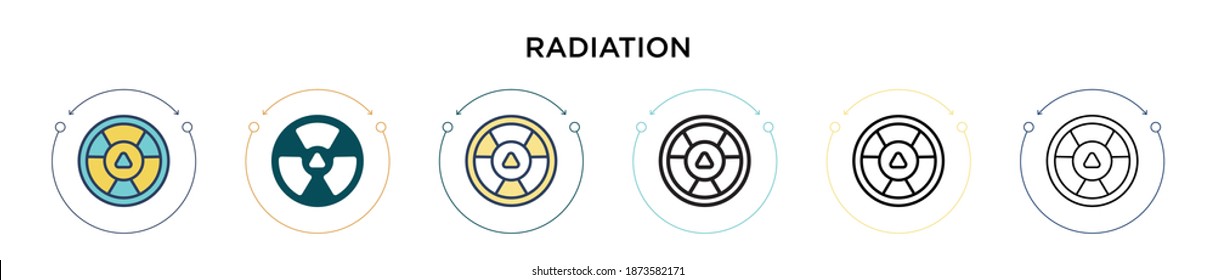 Radiation icon in filled, thin line, outline and stroke style. Vector illustration of two colored and black radiation vector icons designs can be used for mobile, ui, web