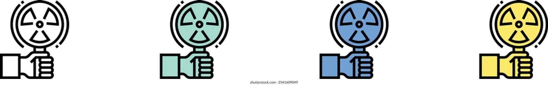 radiation icon. Outline, Green, Blue and Yellow Style Design Isolated On White Background
