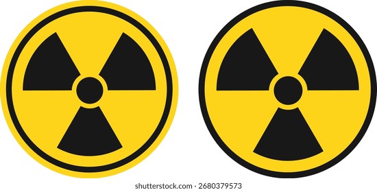 radiation icon set. circular radiation hazard sign. Radioactive safety danger caution Nuclear Atomic bomb.
