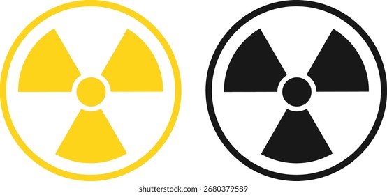 radiation icon set. circular radiation hazard sign. Radioactive safety danger caution Nuclear Atomic bomb.