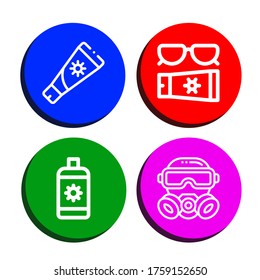 radiation icon set. Collection of Sun cream, Gas mask icons