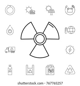The radiation icon. Set of ecology sign icons. Signs, outline eco collection, simple thin line icons for websites, web design, mobile app, info graphics on white background