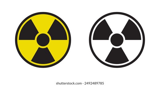 Icono de radiación. Signo de radiación. Símbolo de amenaza nuclear. Radiación peligrosa. Icono de advertencia de peligro. Seguridad nuclear. Desechos radiactivos.