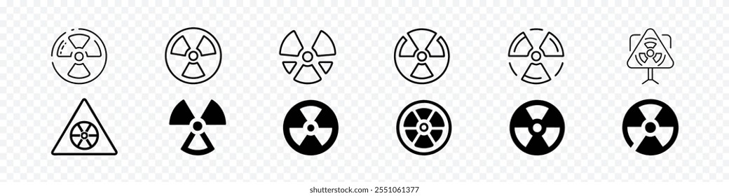 Radiation icon. Radiation sign. Nuclear threat symbol. Radiation Hazard Sign. Symbol of radioactive threat alert. ISO 361 International ionizing radiation trefoil symbol. Radioactive contamination