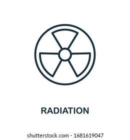 Icono de radiación. Elemento de línea simple de la colección de iconos de biotecnología. Icono de radiación de esquema para plantillas, software e infografías.