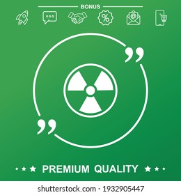 radiation icon. Text inside quote symbol