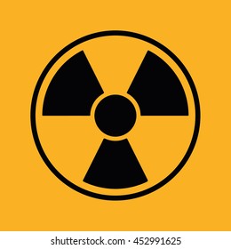 Radiation icon vector sign. Yellow background