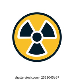 Ícone de radiação. Sinal de alerta de radiação. Símbolo de ameaça nuclear. Ícone de perigo amarelo.