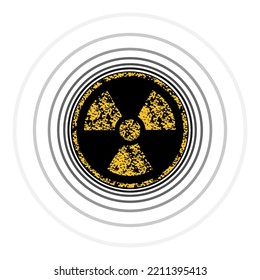 Radiation icon with radiation waves. Vector grunge icon.