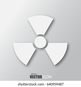 Radiation icon in white style with shadow isolated on grey background. For your design, logo. Vector illustration.