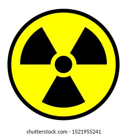 Radiation icon in yellow circle isolated on white background