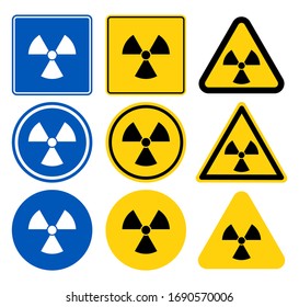 radiation icon,radiation symbol,White icon on blue background,Vector illustration