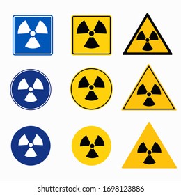 radiation icon,radiation symbol,White icon on blue background,Vector illustration