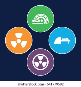 Radiation icons set. set of 4 radiation filled icons such as mri